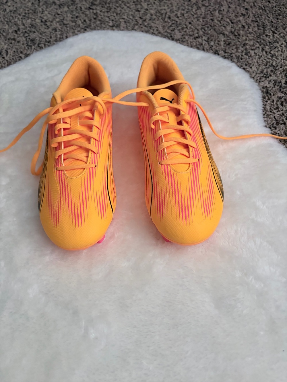 Puma Youth Neon Orange with Pink Accent Soccer Cleats